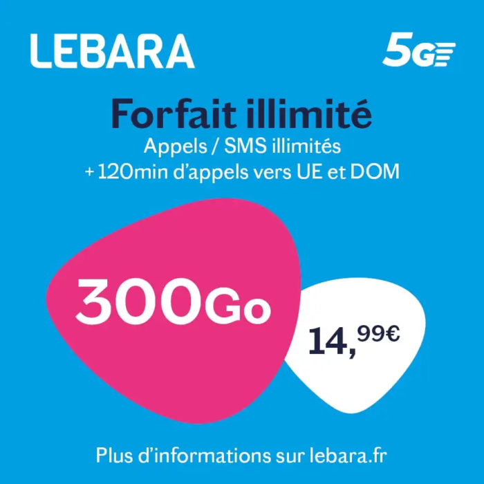 Recharge LEBARA 14,99€ forfait illimité