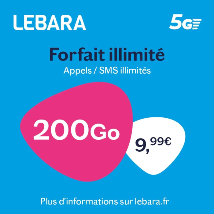 Recharge LEBARA 9,99€ forfait illimité