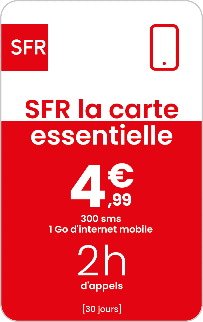 Carte SIM Prépayée SFR La Carte Connect 15Go + 5€ de crédit offerts