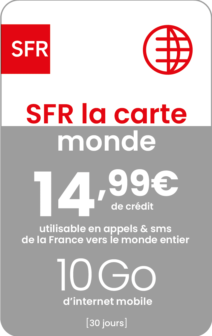 Recharge SFR La Carte Monde 14,99€ - Click and Recharge