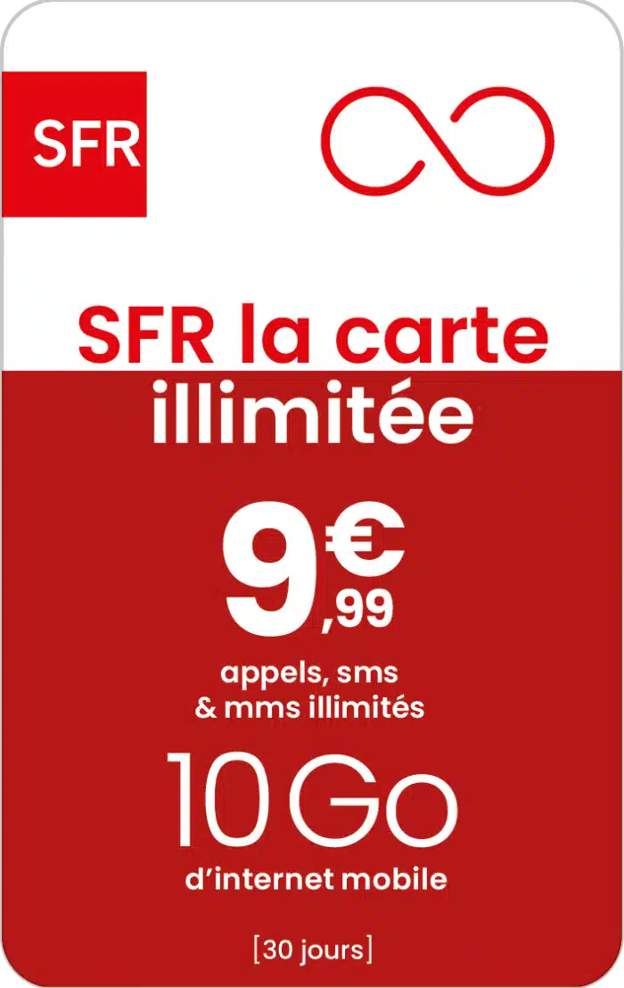 recharge sfr illimitee pour carte sim prepayee 9,99 euros