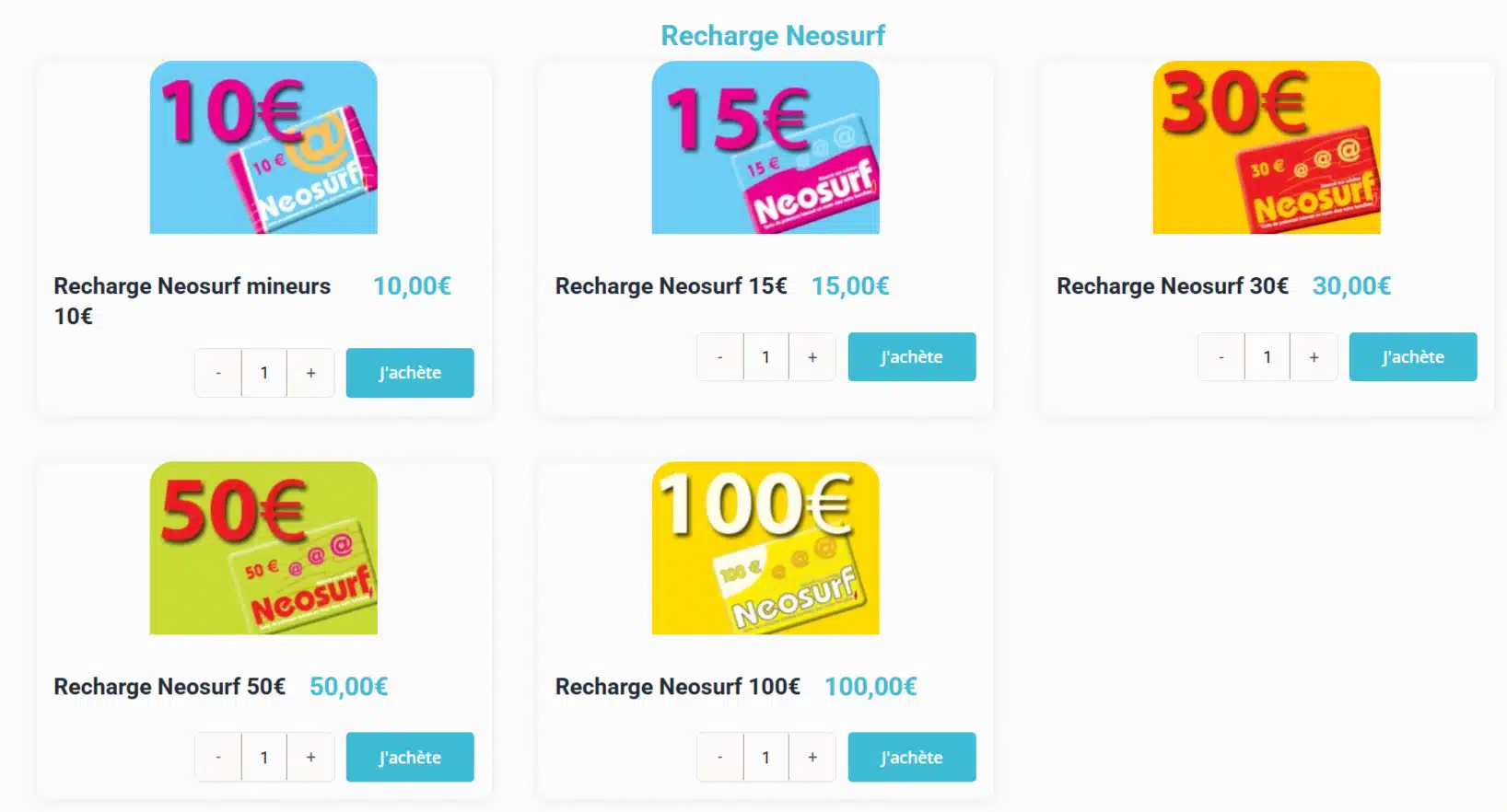 tickets neosurf disponibles sur click and recharge