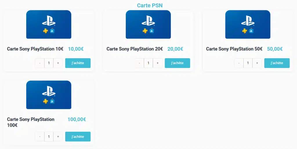 toutes les cartes playstation disponibles sur notre site click and recharge