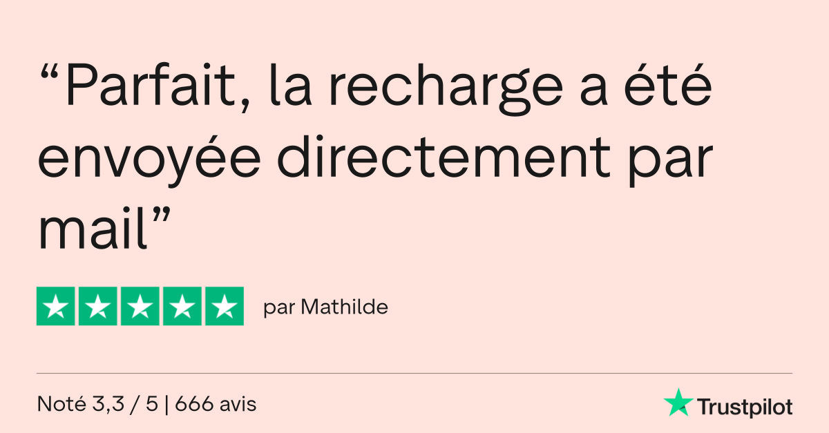 avis click and recharge laissé sur trustpilot par mathilde