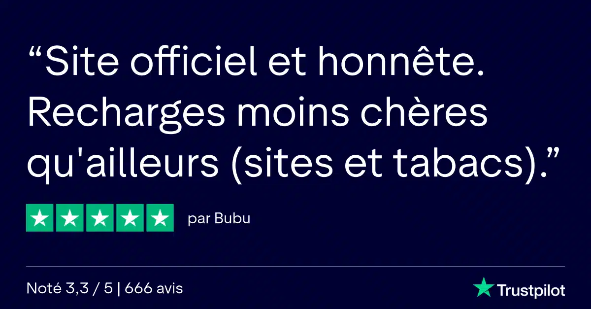 avis click and recharge laissé sur trustpilot par bubu